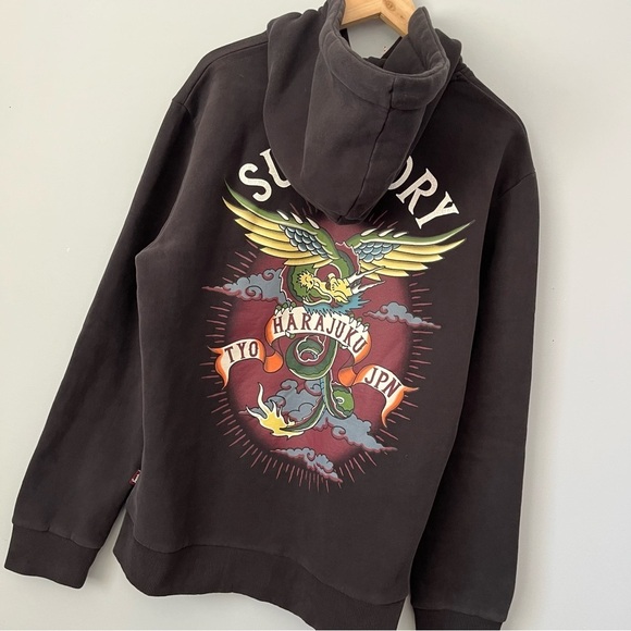 Superdry Eastern Asian Tattoo Graphic Fitted Hoodie Sweatshirt Size XLarge NWT - Picture 13 of 16